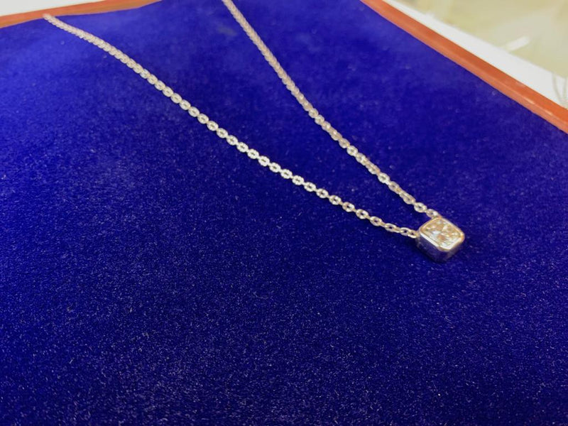 Designer 14K White Gold Necklace w/ Square Moissanite Diamond! 4.25 Carats! - $12K Appraisal Value! APR 57