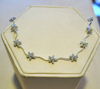 Contemporary Lovely Solid 14K White Gold Flower Link Anklet with 1.75 Carat Diamonds - $12K VALUE APR 57