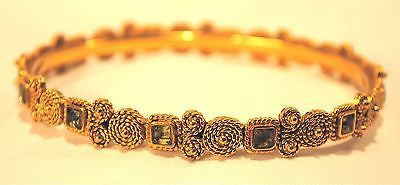 21K Yellow Gold Designer Peridot Bangle Bracelet - Stamped KDH - $15K Value APR 57