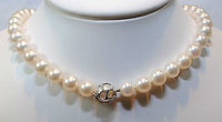 Contemporary 18" Adjustable White Saltwater Pearl Necklace 9.5MM with 14K White Gold Clasp - $15K VALUE APR 57