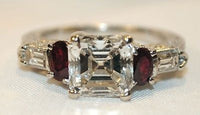 Vintage Style 2.72 Carat Asscher-Cut Diamond Ring with Ruby in Platinum & 18K Gold GIA Certified - $80K VALUE APR 57