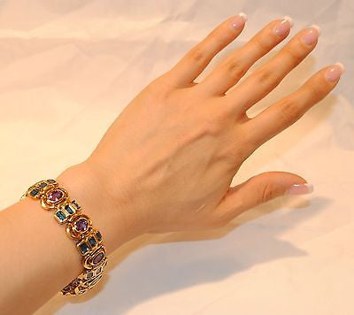 Contemporary 15+ Carat Amethyst and Blue Topaz Bracelet in 14K Yellow Gold - $20K VALUE APR 57