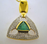 Contemporary 4 Carat Emerald & Diamond Pendant with 74 Diamonds in 18K Yellow Gold - $18K VALUE APR 57