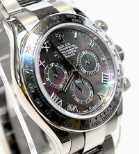 ROLEX Daytona 18K White Gold Automatic Chronograph Watch w. Black Tahitian Mother of Pearl Dial - $50K VALUE APR 57