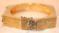 1960s Vintage Diamond Hinged Bangle Bracelet in Textured 14K Yellow Gold - $25K VALUE APR 57