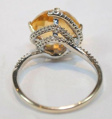 Contemporary 9.5 Carat Citrine and Diamond Ring in 14K White Gold - $6K VALUE APR 57