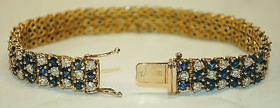 5+ Carat Diamond & 6.5 Carat Sapphire Triple Row Tennis Bracelet in 18K Gold - $40K VALUE APR 57