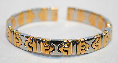 BVLGARI Parentsi Two-tone 18K Yellow Gold & Steel Cuff Bracelet - $15K VALUE APR 57