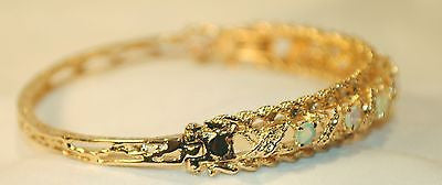 Vintage-Style Opal Bangle Bracelet in 14K Yellow Gold - $8K VALUE APR 57