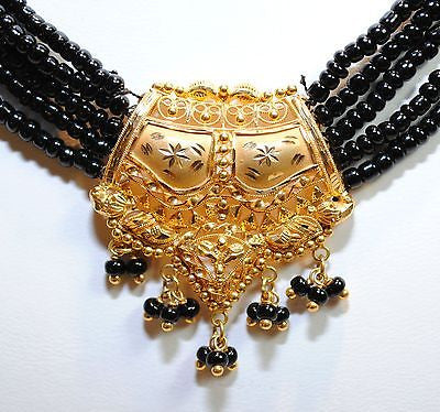 1940s Victorian Mourning Style Jet Beaded Necklace with 18K Yellow Gold Centerpiece - $6K VALUE APR 57