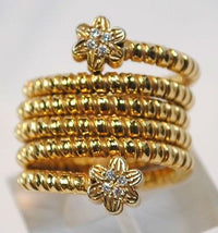 Italian Designer Diamond Coil Flower Ring in Solid 14K Yellow Gold - $6K VALUE APR 57