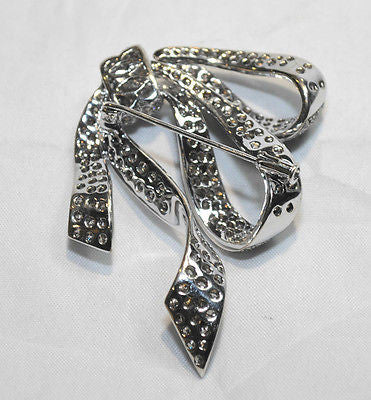 Edwardian-Style 6 Carat Champagne & White Diamond Bow Brooch in 18K White Gold - $40K VALUE } APR 57