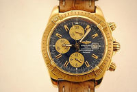 Breitling Chronomat Chronograph Automatic Wristwatch in 18K Yellow Gold with Blue Dial & 3 Subdials - $30K VALUE APR 57