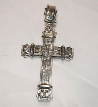 Contemporary 3 Carat Diamond Cross Pendant in 14K White Gold - $15K VALUE } APR 57
