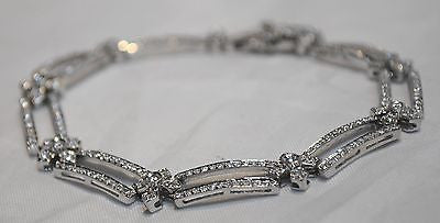 Contemporary 2.5 Carat Diamond Double Row Flower Statement Bracelet in 14K White Gold - $20K VALUE APR 57