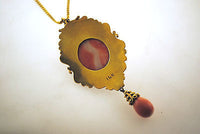 1940s Vintage Coral Cameo Pendant & Necklace in Solid 14K Yellow Gold - $15K VALUE APR 57