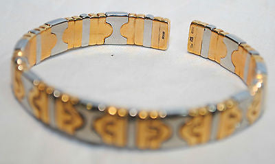 BVLGARI Parentsi Two-tone 18K Yellow Gold & Steel Cuff Bracelet - $15K VALUE APR 57