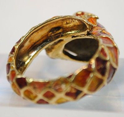 Vintage Italian Enamel Snake Wrap Around Ring in 18K Yellow Gold - $8K VALUE APR 57