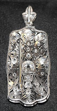 VINTAGE 1910s Art-Deco Style Platinum Brooch Pendant w/ 3 Carat Diamond! - $40K Appraisal Value! } APR 57