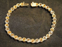 Contemporary Two-Tone Gold Bezel Bracelet with Yellow and White Diamonds in 14K Yellow and White Gold - $40K VALUE} APR 57