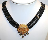 1940s Victorian Mourning Style Jet Beaded Necklace with 18K Yellow Gold Centerpiece - $6K VALUE APR 57