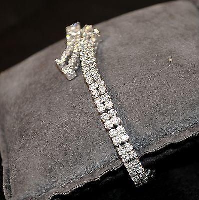 Contemporary 4+ Carat Diamond Double Row Bypass Tennis Bracelet in 14K White Gold - $30K VALUE APR 57