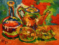 OLEG KUFAYEV "Still Life of Teapot and Vase" Acrylic on Canvas - $600 Appraisal Value! APR 57