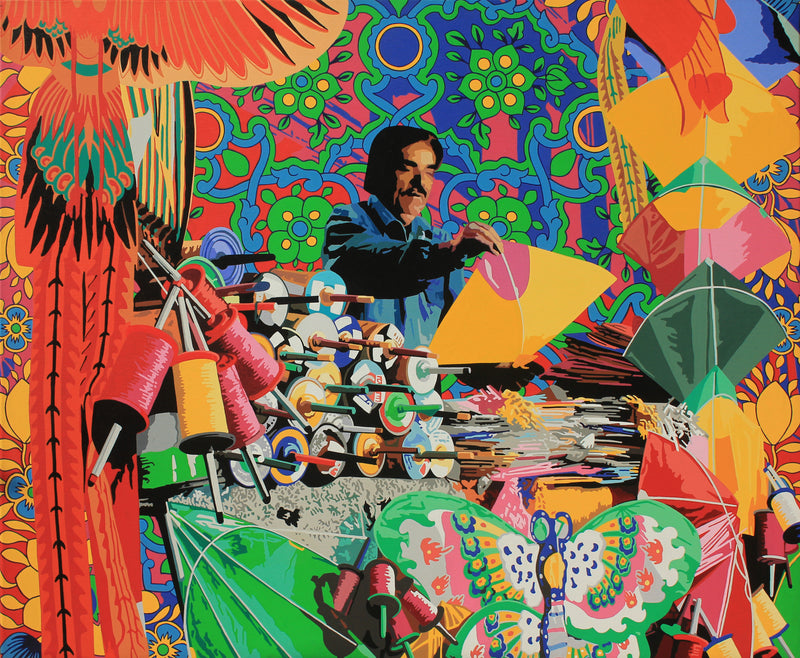 SOHAN JAKHAR "The Kite Seller" Acrylic on Canvas, 48" x 60" APR 57
