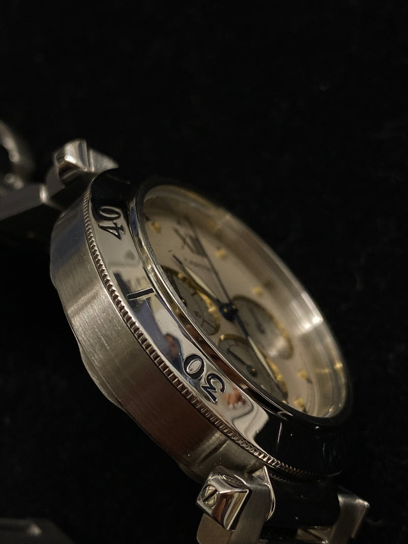 CARTIER Pasha De Cartier Automatic Chronograph in Stainless Steel with 3 Sapphire Gemstones - $15K Appraisal Value! ✓ APR 57