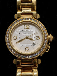 CARTIER Pasha De Cartier 18K Yellow Gold w/ 40 Factory Diamonds! - $100K Appraisal Value! ✓ APR 57