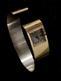 CARTIER Vintage Two-Tone 18K Yellow Gold & Stainless Steel Ladies Cuff Watch - $100K Appraisal Value! ✓ APR 57