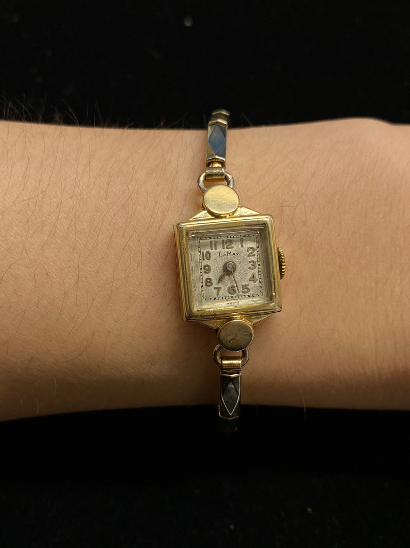 LA MAY Vintage 1940s 14K Yellow Gold Ladies Wristwatch - $4K Appraisal Value! ✓ APR 57