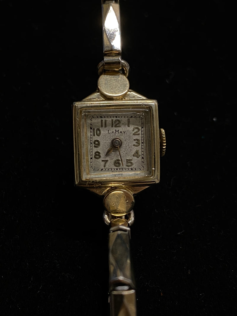 LA MAY Vintage 1940s 14K Yellow Gold Ladies Wristwatch - $4K Appraisal Value! ✓ APR 57