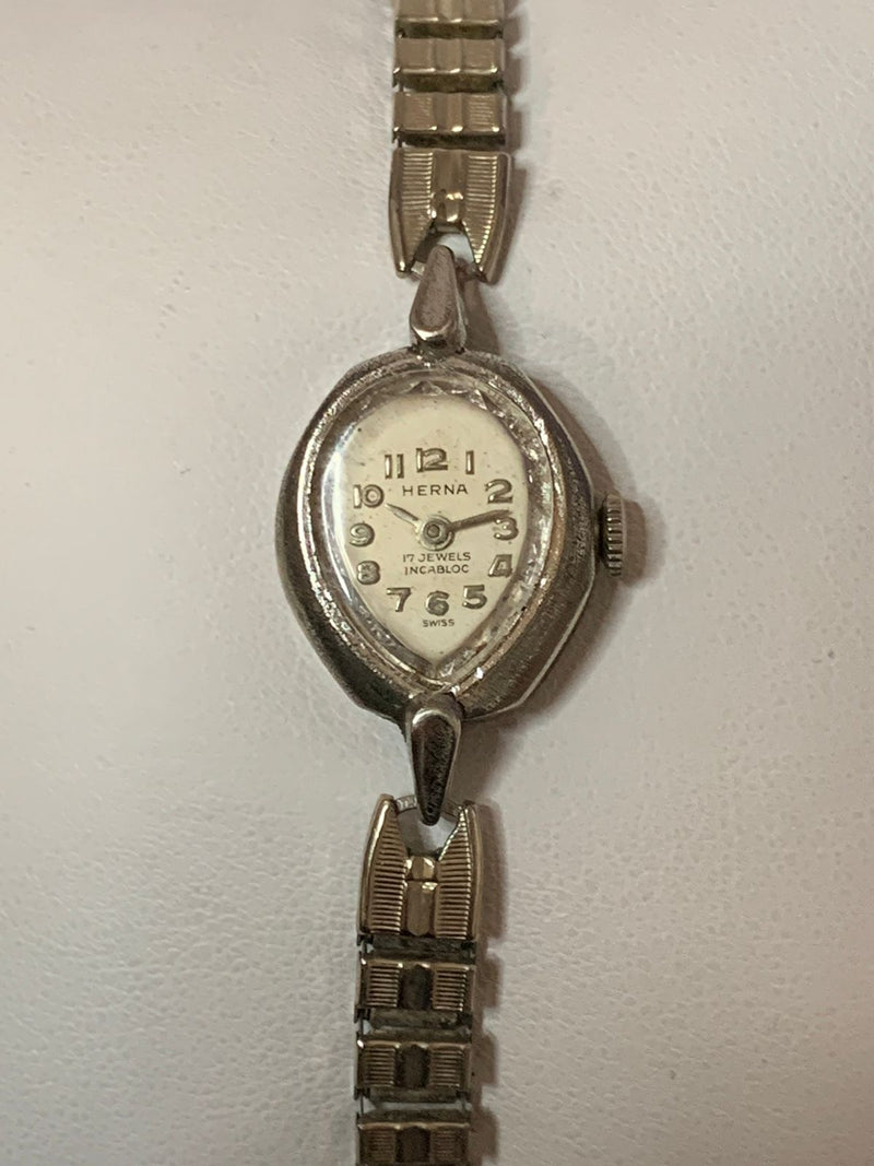 Herna Ladys Beautiful Vintage Watch Teardrop Case Shape Mech-$3,500.00 APR w COA APR 57
