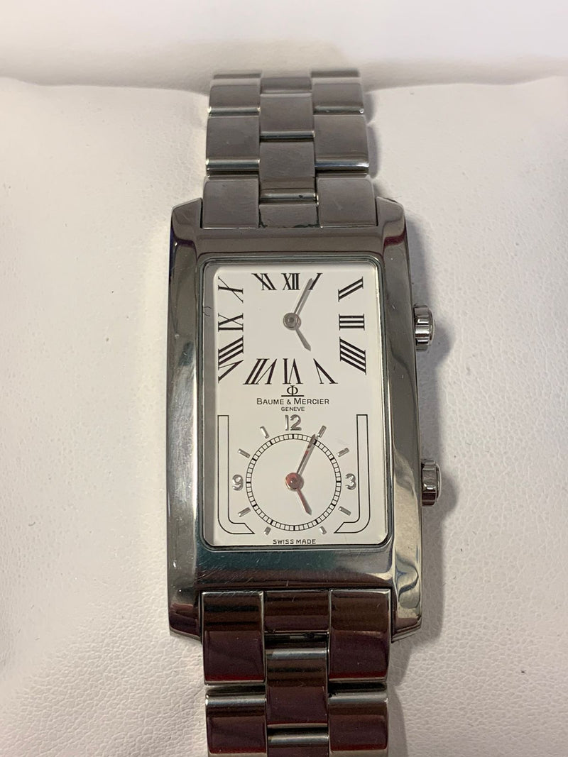 Baume & Mercier Double Time SS Rectangular Watch - $8K APR w COA! APR57