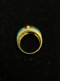 JOAN BOYCE Unique 18K Yellow Gold  5 Ct. Ruby & Chalecdony Ring with 14-Diamonds! - $25K Appraisal Value w/ CoA! APR 57