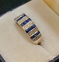 Unique Designer Solid White Gold Sapphire & Diamond Ring - $6K Appraisal Value w/CoA} APR57