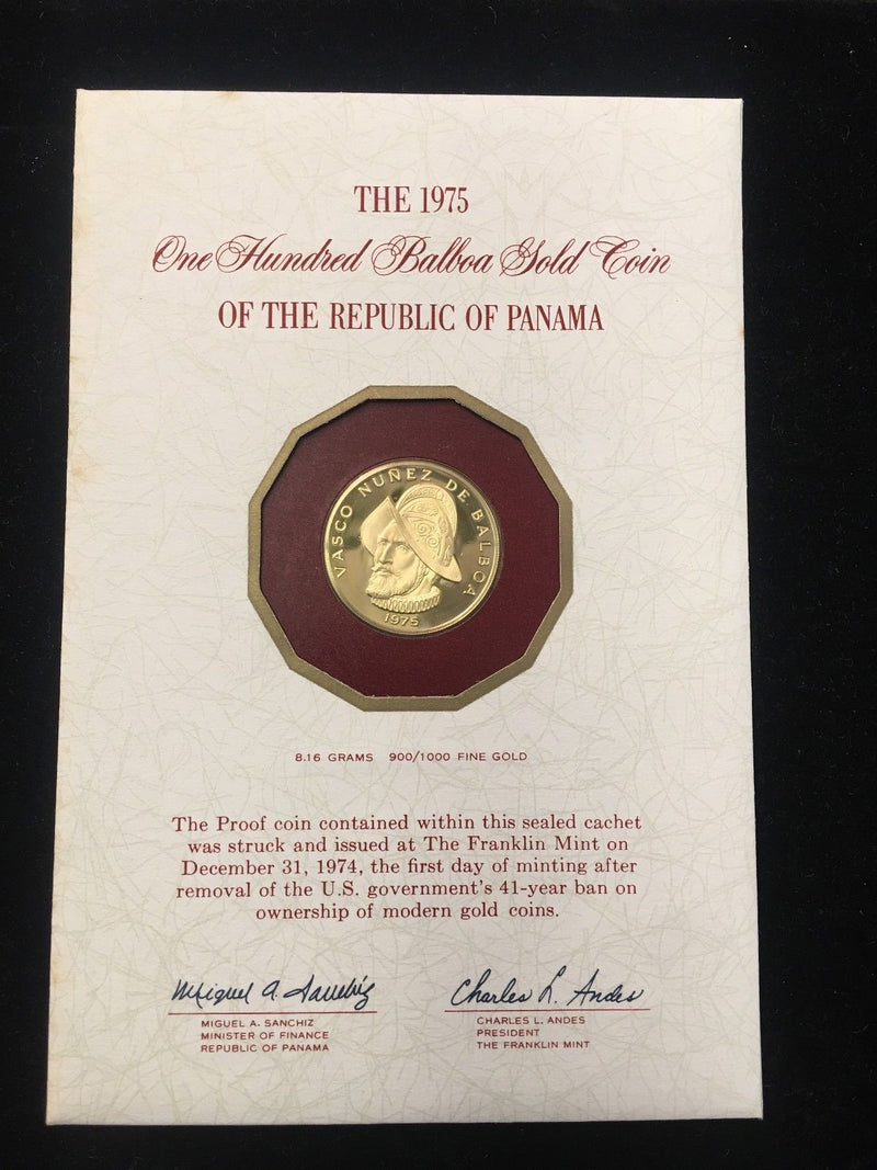 1975 One-Hundred Balboa Proof Gold Coin w/ Original Case -$1.5K Value w/ CoA! ✓ APR 57