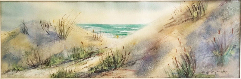 Margo Terzian Lang, "Beach", Original Signed Watercolor Painting C.1960's - $3K VALUE APR 57