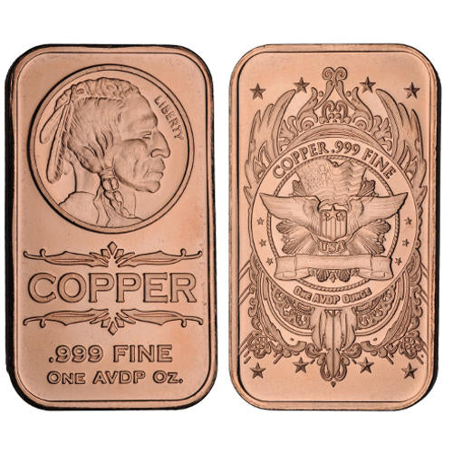 1 oz Indian Head Copper Bar (New) APR 57