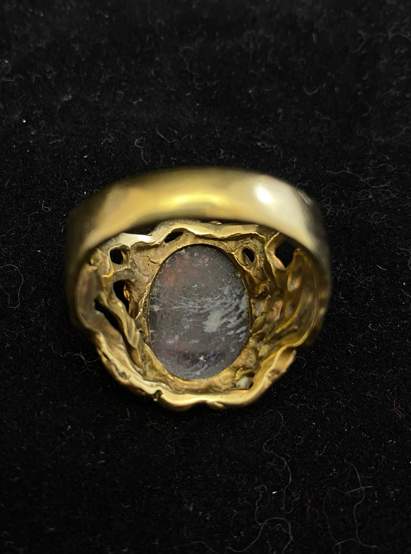 Designer Solid Yellow Gold 10 Ct. Fire Agate Signet Ring - $8K Appraisal Value w/ CoA! APR 57