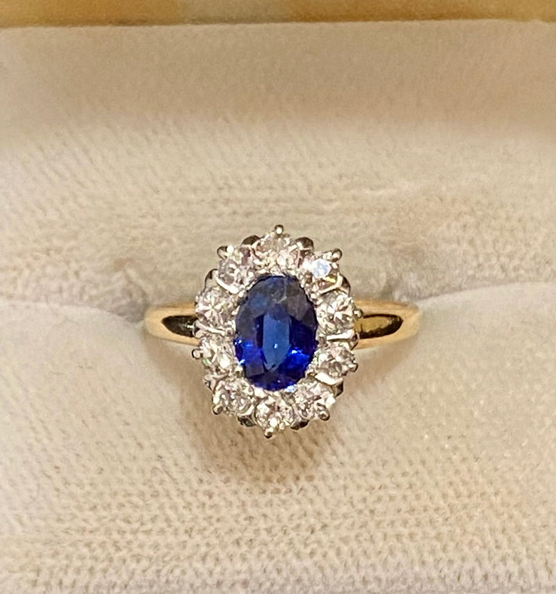 Victorian Kashmir Blue Sapphire & Diamond Solid Yellow Gold Ring - $40K Appraisal Value w/CoA} APR57