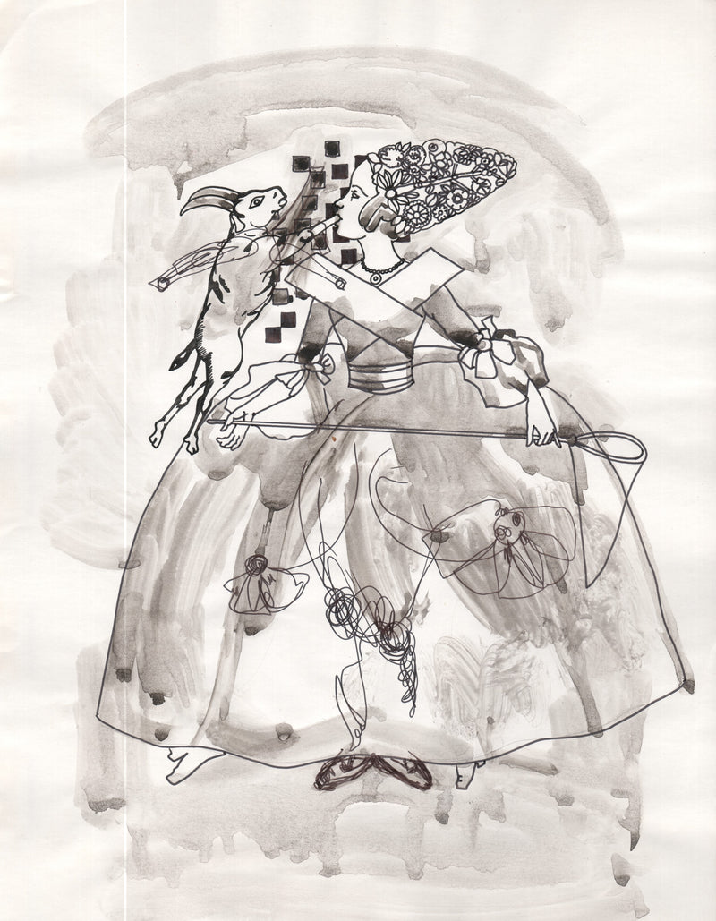 LIDIA NESTEROVA "The Catcher" Ink and Watercolor on Paper, 1995 - $5K Appraisal Value! APR 57