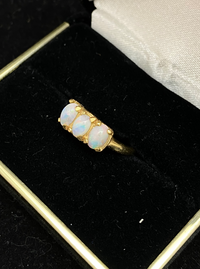 1960's Very Unique Designer Solid Yellow Gold 3-Opal Ring - $4K Appraisal Value w/ CoA! APR 57