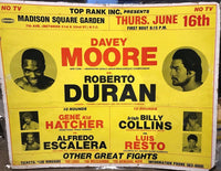 DAVEY MOORE VS ROBERTO DURAN Original Cardboard Boxing Fight Poster - $6K VALUE! APR 57