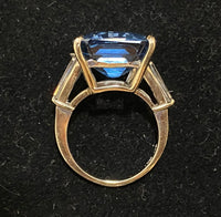 Amazing Solid White Gold 50+ Ct. Blue Topaz Ring w/ Diamond Accent - $60K Appraisal Value w/CoA} APR57