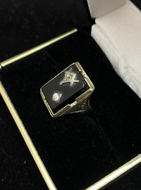 1920's Antique Design Masonic w/ Diamond Signet Ring - $6K Appraisal Value w/CoA! APR 57