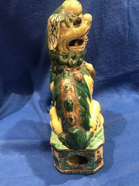QING DYNASTY Very Rare Handmade Glazed Seated Foo Pottery Lion - $200K Value* APR 57