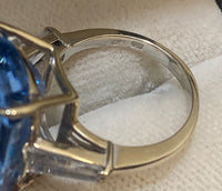 Amazing Solid White Gold 50+ Ct. Blue Topaz Ring w/ Diamond Accent - $60K Appraisal Value w/CoA} APR57