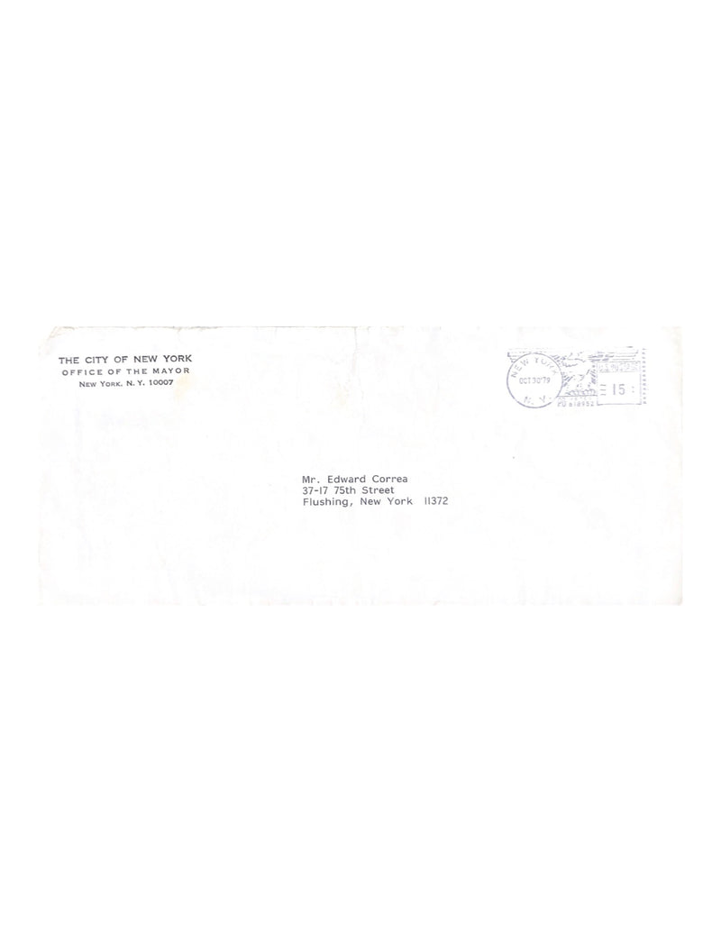 Ed Koch Signed Letter to Edward Correa C. 1979 - $1K APR Value w/ CoA! APR 57